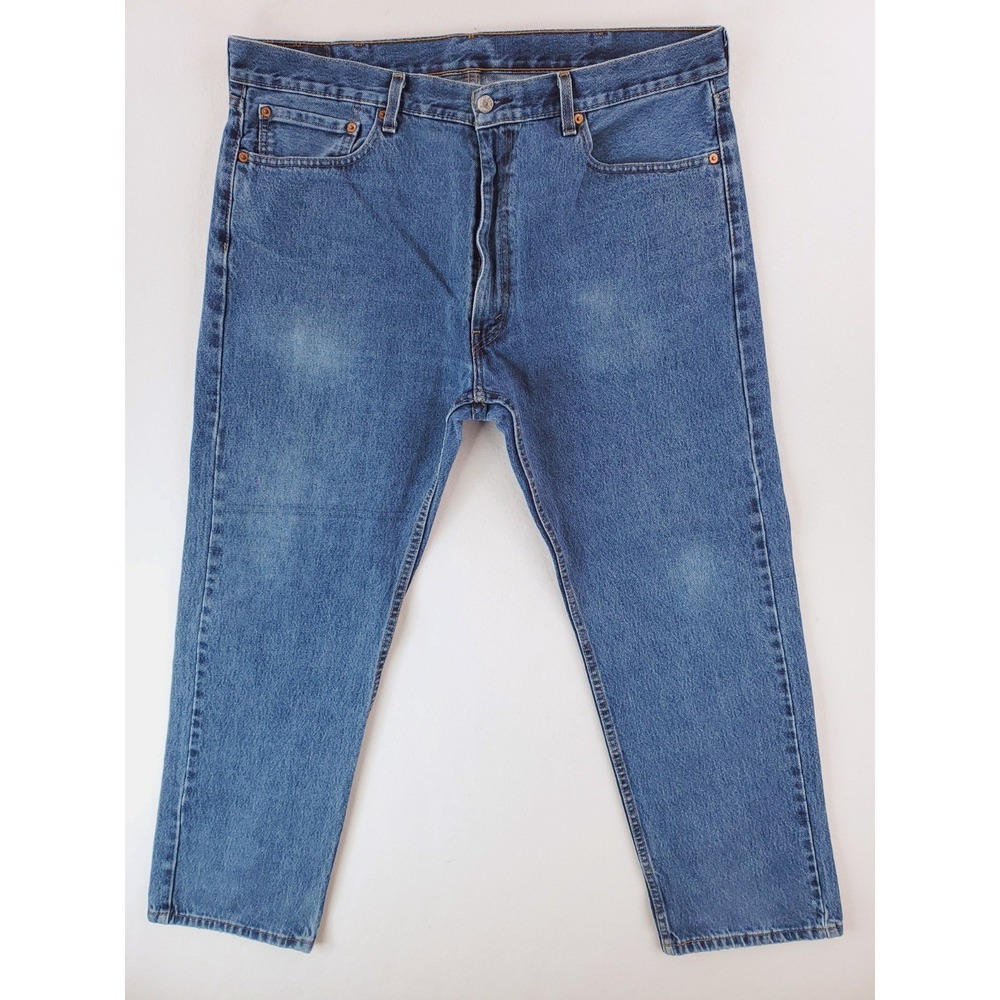 Levis 505 Jeans Mens 40x30 Blue Straight Fit Heavy Denim Medium Wash Pants